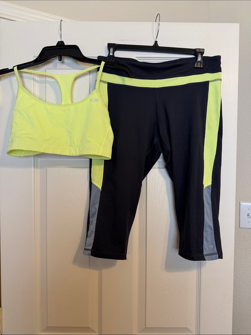 Champion Black & Neon Yellow Women’s Athletic Capris and top